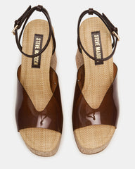 SINAI Brown Square-Toe Platform Wedge Strappy Women's Sandal | Steve Madden for Sale