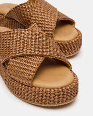 TULUM Brown Raffia Platform Flatform Women's Sandal | Steve Madden near me