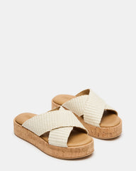 TULUM Bone Raffia Platform Flatform Women's Sandal | Steve Madden for Sale