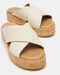 TULUM Bone Raffia Platform Flatform Women's Sandal | Steve Madden for Sale