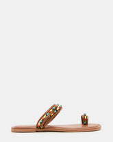 NABILA Tan Multi Sqaure-Toe Beaded Women's Sandal | Steve Madden outlet