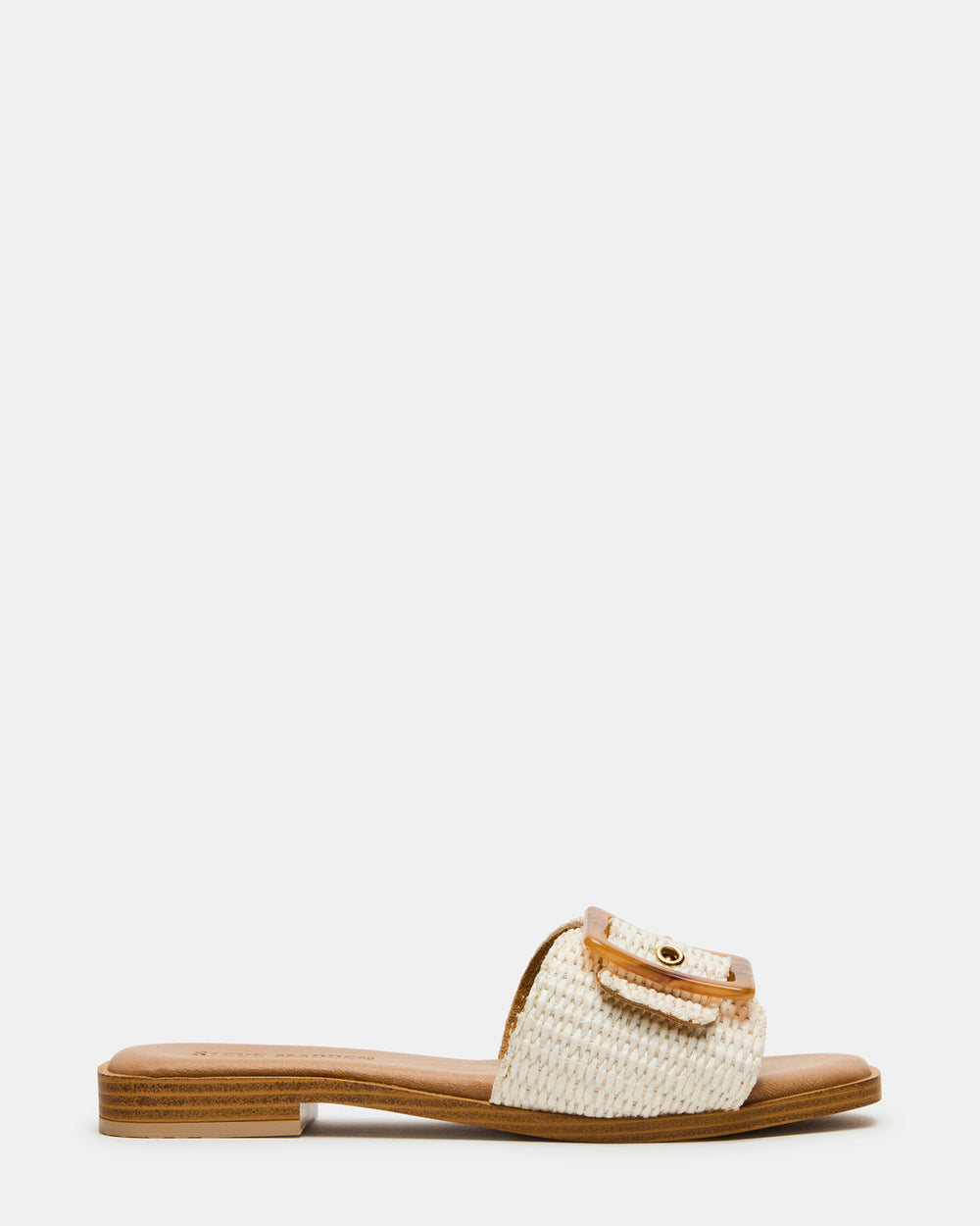 HAPP Bone Square-Toe Raffia Slide Women's Sandal | Steve Madden for Sale