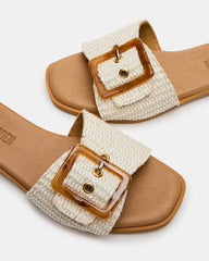 HAPP Bone Square-Toe Raffia Slide Women's Sandal | Steve Madden for Sale