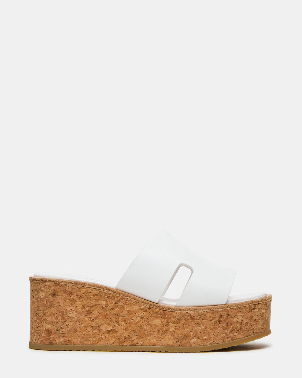 HARMONY White Leather Wedge Mule Cork Platform Women's Sandal | Steve Madden online