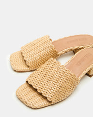 MONTGOMERY Raffia Square-Toe Slide Mule Women's Sandal | Steve Madden Sale
