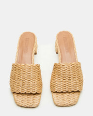 MONTGOMERY Raffia Square-Toe Slide Mule Women's Sandal | Steve Madden Sale