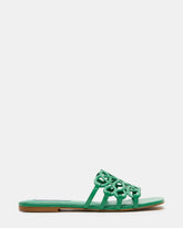 LOTUS Green Leather Square-Toe Slide Women's Sandal | Steve Madden on Sale