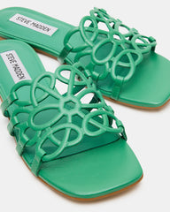 LOTUS Green Leather Square-Toe Slide Women's Sandal | Steve Madden on Sale