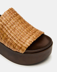 ARWEN Natural Raffia Platform Footbed Slide Chunky Women's Sandal | Steve Madden discount