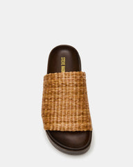 ARWEN Natural Raffia Platform Footbed Slide Chunky Women's Sandal | Steve Madden discount