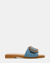 HAPP Blue Square-Toe Raffia Slide Women's Sandal | Steve Madden online