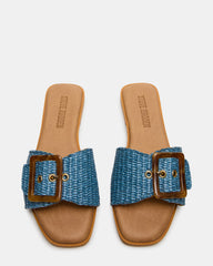 HAPP Blue Square-Toe Raffia Slide Women's Sandal | Steve Madden online