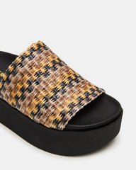 ARWEN Multi Raffia Platform Footbed Slide Chunky Women's Sandal | Steve Madden for Sale