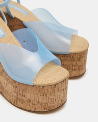 SINAI Light Blue Square-Toe Platform Wedge Strappy Women's Sandal | Steve Madden on Sale