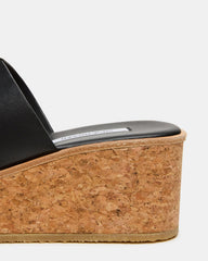 HARMONY Black Leather Wedge Mule Cork Platform Women's Sandal | Steve Madden near me