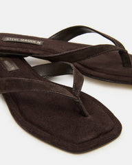 TRELLA Brown Suede Square-Toe Thong Women's Sandal | Steve Madden online