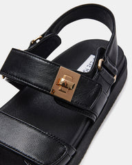 MONA Black Leather Flatform Women's Sandal | Steve Madden on Sale
