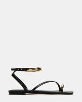ODYSSEY Black Leather Strappy Square-Toe Women Sandal | Steve Madden discount