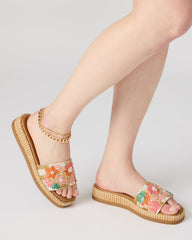 BOARDWALK Floral Multi Women's Raffia Slides | Steve Madden on Sale