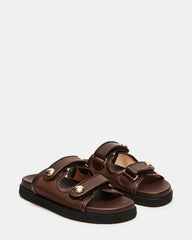 ATHENS Brown Mesh Slide Footbed Flatform Women's Sandal | Steve Madden Sale
