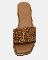 SNIDER Tan Square-Toe Slide Woven Women's Sandal | Steve Madden online