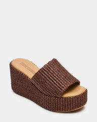 JETTY Brown Raffia Platform Wedge Women's Sandal | Steve Madden outlet
