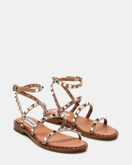 TRAVEL Tan Women's Studded Strappy Sandal | Steve Madden Sale