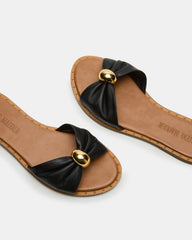 DIPSY Black Leather Slide Rounded Toe Women's Sandal | Steve Madden for Sale