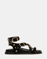 LINEAR Black Suede Strappy Footbed Studded Women's Sandal | Steve Madden for Sale