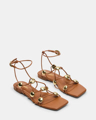 TIDES Cognac Strappy Square-Toe Women's Sandal | Steve Madden near me