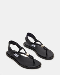 MEDUZA Black Leather Women's Studded Thong Sandal | Steve Madden discount