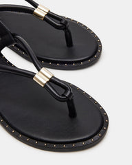 MEDUZA Black Leather Women's Studded Thong Sandal | Steve Madden discount