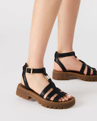 JARELLI Black Leather Strappy Platform Women's Sandal | Steve Madden online