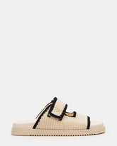 MAYSIE Cream Multi Woven Flatform Footbed Slide Women's Sandal | Steve Madden US