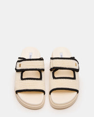 MAYSIE Cream Multi Woven Flatform Footbed Slide Women's Sandal | Steve Madden US