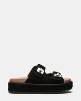 BIGSCHMONA Black/Black Suede Women's Platform Slide Sandal | Steve Madden outlet