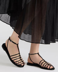 MARIN Black Flat Strappy Fisherman Women's Sandal | Steve Madden US