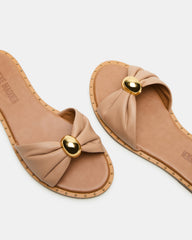 DIPSY Tan Leather Slide Rounded Toe Women's Sandal | Steve Madden Sale