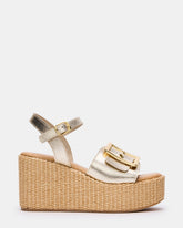 CIDER Gold Leather Platform Wedge Women's Sandal | Steve Madden near me