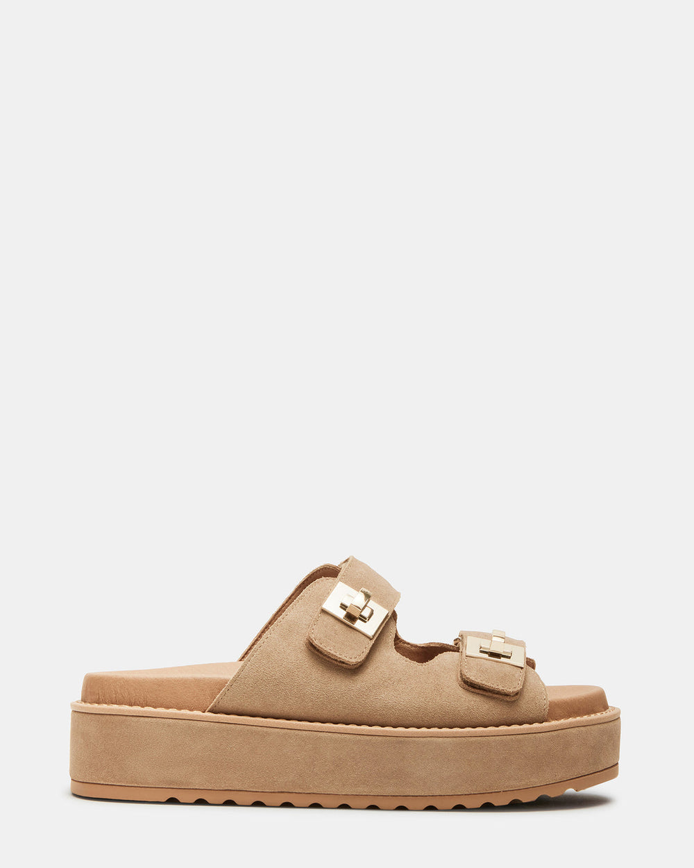 BIGSCHMONA Taupe Suede Women's Platform Slide Sandal | Steve Madden discount