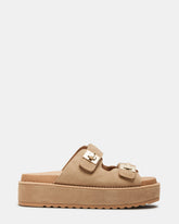 BIGSCHMONA Taupe Suede Women's Platform Slide Sandal | Steve Madden discount