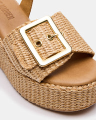 CIDER Natural Raffia Platform Wedge Women's Sandal | Steve Madden US