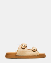 ATHENS Natural Raffia Slide Footbed Flatform Women's Sandal | Steve Madden outlet