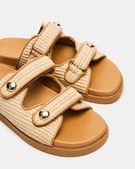 ATHENS Natural Raffia Slide Footbed Flatform Women's Sandal | Steve Madden outlet