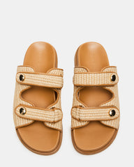 ATHENS Natural Raffia Slide Footbed Flatform Women's Sandal | Steve Madden outlet