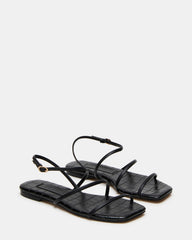 TANGO Black Square-Toe Strappy Women's Sandal | Steve Madden Sale