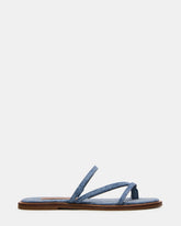 ELLERY Denim Fabric Strappy Thong Slide Women's Sandal | Steve Madden for Sale