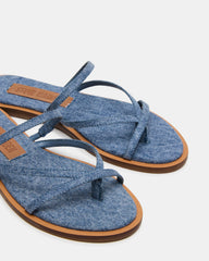 ELLERY Denim Fabric Strappy Thong Slide Women's Sandal | Steve Madden for Sale