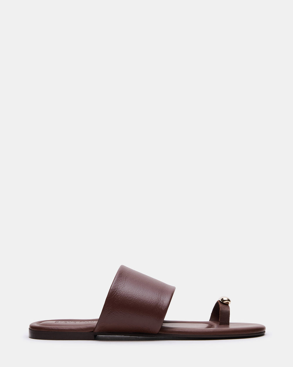 DECADENT Brown Leather Rounded-Toe Slide Women's Sandal | Steve Madden discount