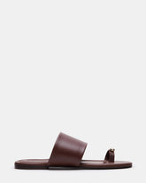DECADENT Brown Leather Rounded-Toe Slide Women's Sandal | Steve Madden discount